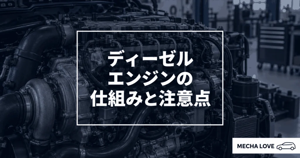 ディーゼルエンジンの仕組みと注意点を示すエンジンのアイキャッチ画像