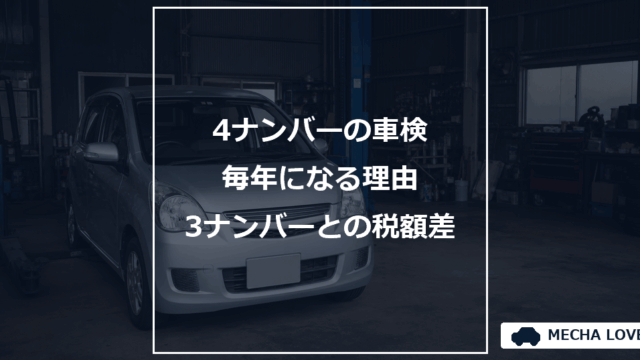 4ナンバーの車検をテーマにしたメカラブのアイキャッチ画像