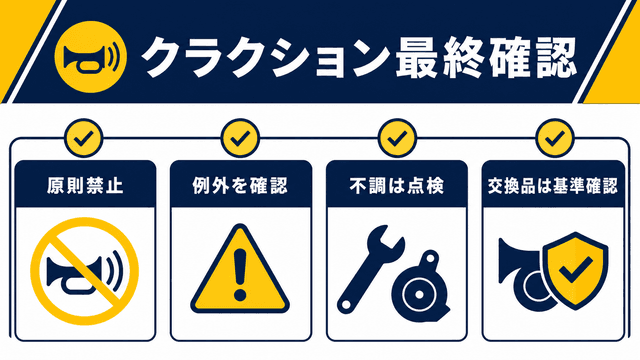 クラクションの原則・例外・点検・交換基準を確認するまとめ図解