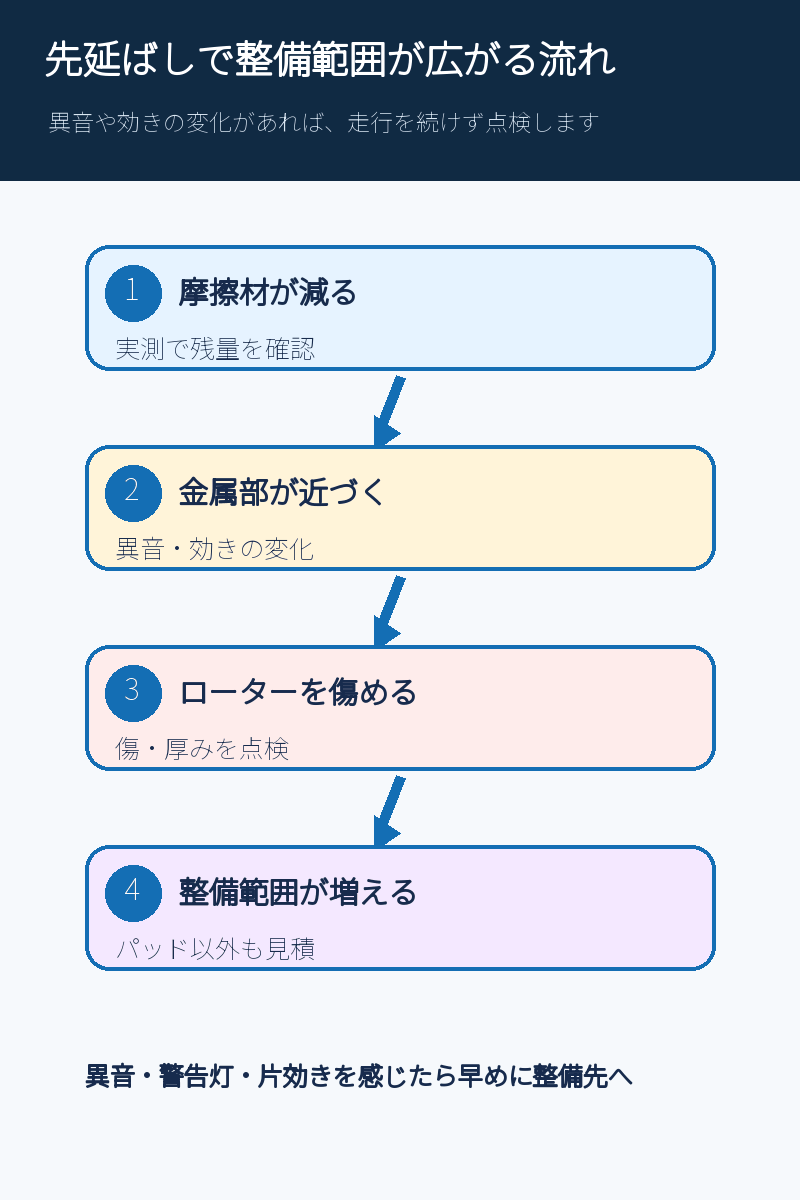 異音や警告灯があるときのブレーキ点検の対応手順図