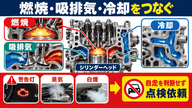 シリンダーヘッドの役割と異常時対応をまとめた図解