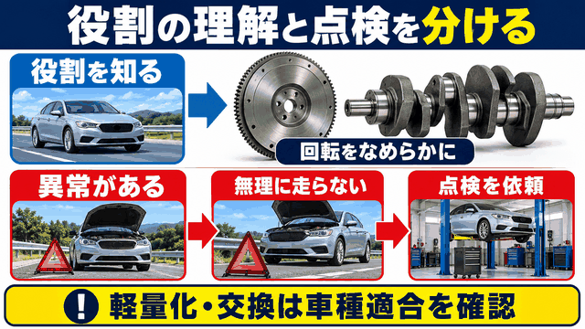 フライホイールの構造理解から点検依頼までの確認フロー
